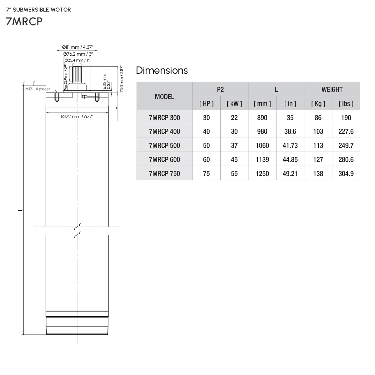Drive System Dimensions PD Water Systems